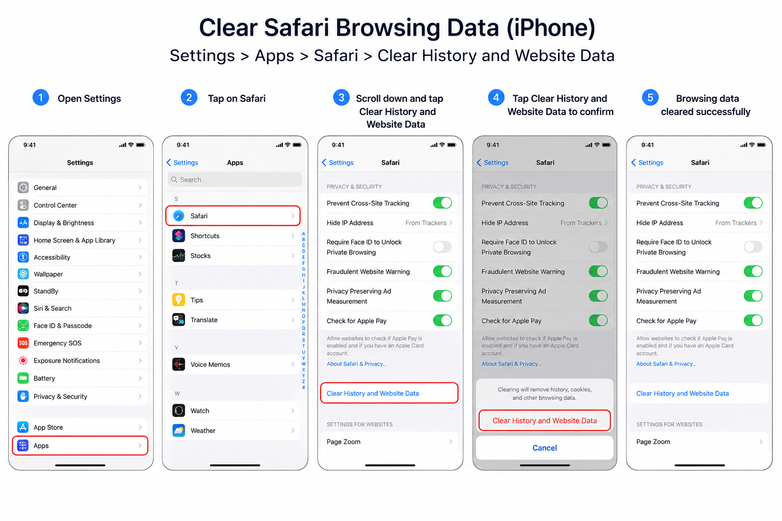 Clear Safari Data